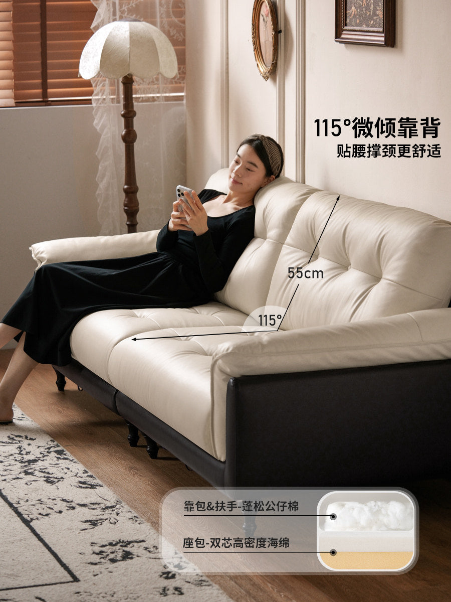 真皮沙发客厅意式轻奢直排沙发小户型三人位皮沙发